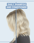 Before and after side by side picture of hair with the Alcove Hair Daily Conditioner