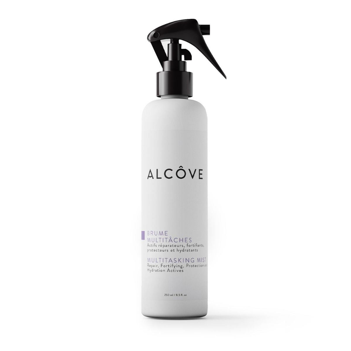 Bottle of the Alcôve Hair 10-in-1 Multitasking Mist for repair, protection and hydration